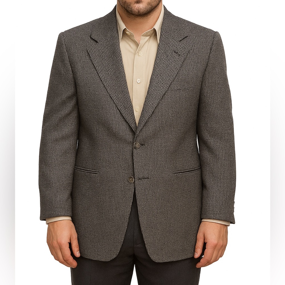 Hart Schaffner Marx Brown and Blue Wool Plaid 3 Button Single Breast Blazer